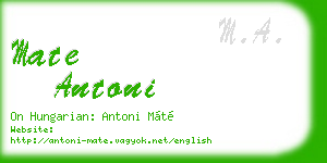 mate antoni business card